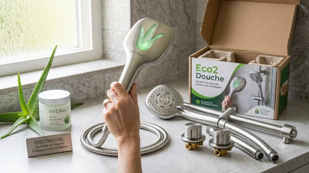 Eco2 Douche pommeau filtrant made in France billes minérales