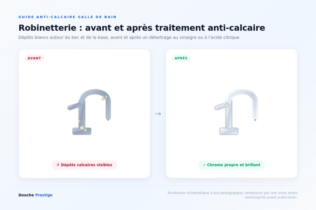 robinetterie salle de bain calcaire avant après