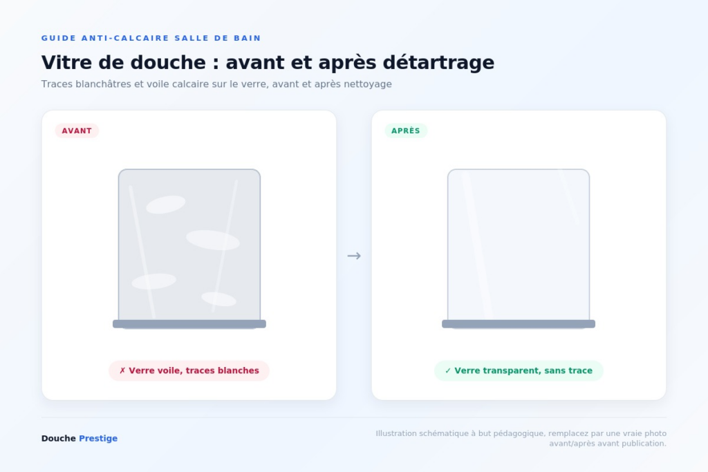 vitre salle de bain anti calcaire avant après