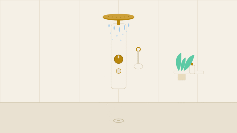 Colonne de douche encastrable installée dans une salle de bain moderne et épurée
