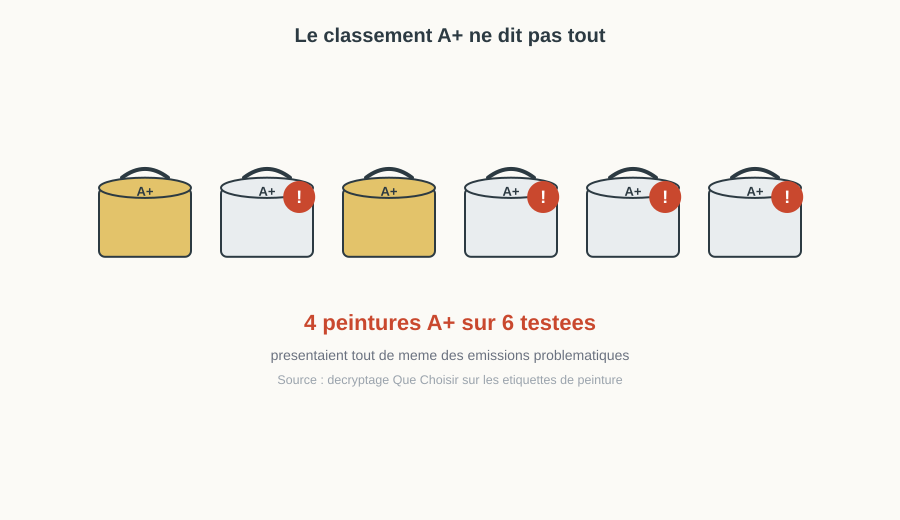 Sur 6 peintures classées A+ testées par Que Choisir, 4 présentaient tout de même des émissions problématiques dans l'air intérieur