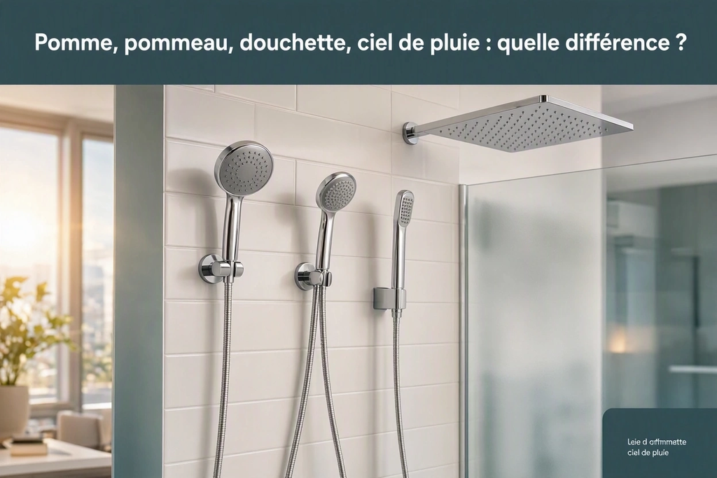 Pomme, pommeau, douchette, ciel de pluie : quelle différence ?