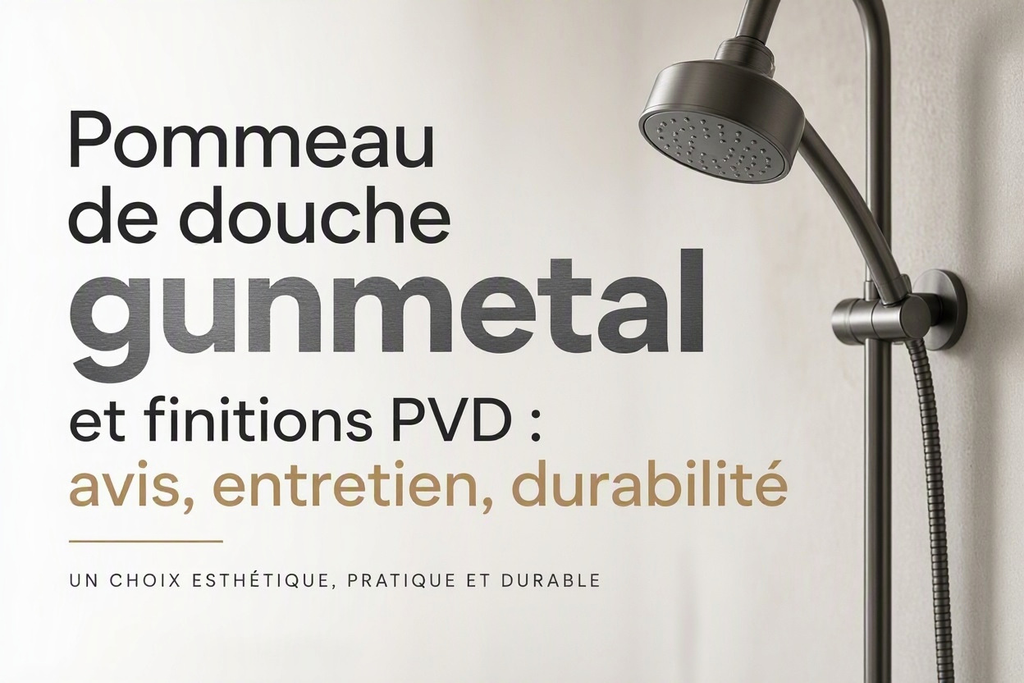 Pommeau de douche gunmetal et finitions PVD : avis, entretien, durabilité
