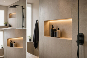Niche de douche encastrée : dimensions, matériaux, éclairage LED