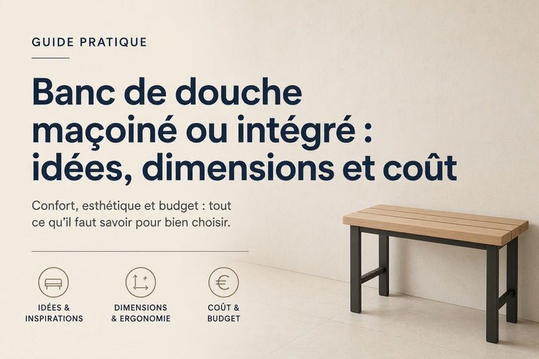 Banc de douche maçonné ou intégré : idées, dimensions et coût