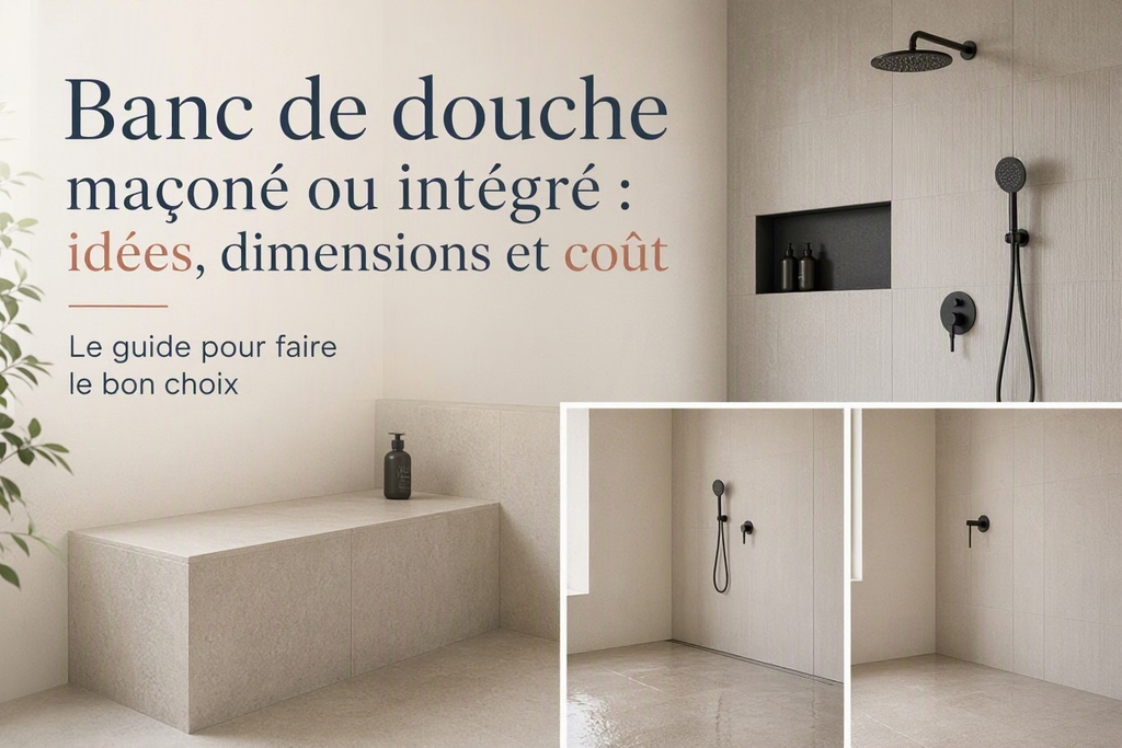 Banc de douche maçonné ou intégré : idées, dimensions et coût